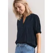 Street One Kurzarmbluse Kurze Sommerbluse mit Splitneck