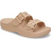Crocs Pantolette "Saturday Metallic Buckle Sandal W", Damen, Gr. 37, beige (blush), Croslite, Schuhe Pantolette, Sommerschuh, Urlaubsschuh, Strandschuh, Schlappen mit Schnallen