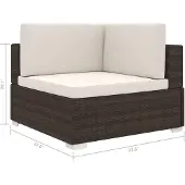 vidaXL Modular-Ecksessel mit Kissen Poly Rattan Braun