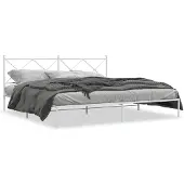 vidaXL Bettgestell mit Kopfteil Metall Weiß 193x203 cm