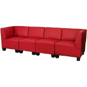 Mendler Modular 4-Sitzer Sofa Couch Moncalieri, hohe Armlehnen rot, hohe Armlehnen