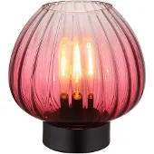 Globo Tischleuchte, Schalter, Glas rot, schwarz, H 23,5 cm
