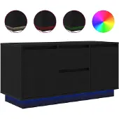 vidaXL TV-Schrank mit LED-Leuchten Schwarz Eichen-Optik 100x41x50 cm