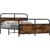 vidaXL Metallbett ohne Matratze Räuchereiche 150x200 cm