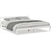 vidaXL Massivholzbett Extra Lang ohne Matratze Weiß 180x220 Kieferholz