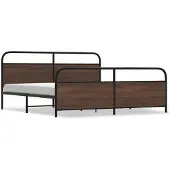vidaXL Metallbett ohne Matratze Braun Eichen-Optik 200x200 cm