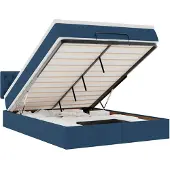 vidaXL Ottoman-Bett mit Matratze & LEDs Blau 140x200 cm Stoff