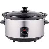 Alpina Slowcooker - 3,5 Liter - Keramik-Innenbehälter - 3 Heizstufen - Edelstahl