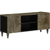 vidaXL TV-Schrank Hellgrau 105x33,5x46 cm Massivholz Mango