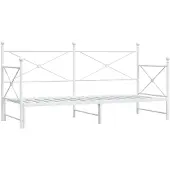 vidaXL Tagesbett Ausziehbar ohne Matratze Weiß 75x190 cm Stahl