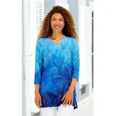 DW-Shop Viskose-Mix-Shirt in Druck blau in Größe 36/38 von , Blau, 36/38