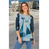 DW-Shop Baumwoll-Shirt in Druck blau in Größe 44/46 von , Blau, 44/46