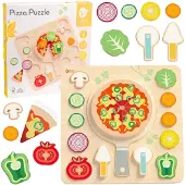Classic World Holz-Pizza-Schneide-Puzzle mit Gemüse, 22 Teile
