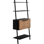 DTP Home Regal Cosmo Teak und Metall, Industrial Design mit Klapptüren, natur schwarz, 70x35x200 cm