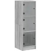 vidaXL Highboard mit Glastüren Grau Sonoma 35x37x109 cm