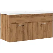 vidaXL Waschbeckenunterschrank mit Einbaubecken Artisan-Eiche
