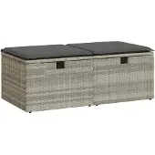 vidaXL 2-tlg. Garten-Sofagarnitur mit Kissen Hellgrau Poly Rattan