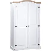 vidaXL Kleiderschrank Mexiko-Stil Kiefernholz 2 Türen Weiß