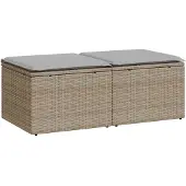 vidaXL 2-tlg. Garten-Sofagarnitur mit Kissen Beige Poly Rattan Akazie