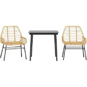 vidaXL 3-teiliges Garten-Esszimmer-Set Braunes Polyrattanglas