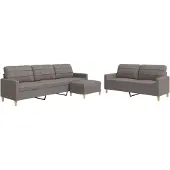 vidaXL 3-tlg. Sofagarnitur mit Fußhocker Taupe Stoff