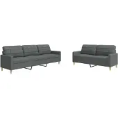 vidaXL 2-tlg. Sofagarnitur Dunkelgrau Stoff