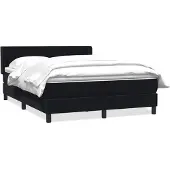 vidaXL Boxspringbett mit Matratze Schwarz 160x210 cm Samt