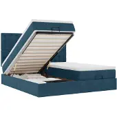 vidaXL Ottoman-Bett mit Matratzen & LEDs Dunkelblau 180x200 cm Samt