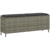 vidaXL Gartenbank mit Kissen Grau 110x30x40,5 cm Poly Rattan