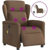 vidaXL Massagesessel Elektrisch Braun Stoff