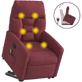 vidaXL Massagesessel mit Aufstehhilfe Weinrot Stoff