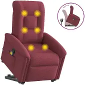 vidaXL Massagesessel mit Aufstehhilfe Weinrot Stoff
