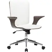 vidaXL Drehbarer Bürostuhl Weiß Kunstleder und Bugholz