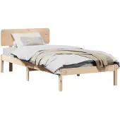 vidaXL Bettrahmen mit Kopfteil Natur 80 x 200 cm Massives Kiefernholz