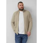 s.Oliver Strickjacke Baumwoll-Strickjacke mit Stehkragen und Logo-Patch