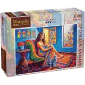 Magnolia Puzzle Frau mit Katze 1000 Puppen