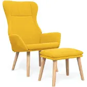 DKD Home Decor Relaxsessel mit Hocker Senfgelb Stoff