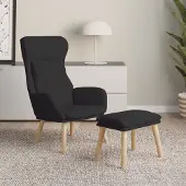Prolenta Maison Exclusive - Relaxsessel mit Hocker Schwarz Stoff