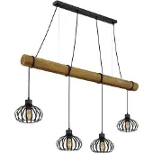 Globo Pendelleuchte Caldwell 4-flammig E27 Schwarz matt Metall Metallstäbe 150x125cm