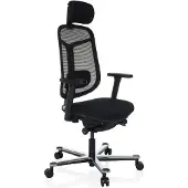 Hjh OFFICE High End Bürostuhl BICOLORE HIGH Ergonomischer Schreibtischstuhl mit Armlehnen (höhenverstellbar) Stoff / Netzstoff Schwarz/Silber Drehstuhl für Büro, Zuhause