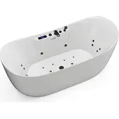 Vente-unique Whirlpool-Badewanne asymmetrisch mit LED-Beleuchtung - Weiß - 190 l - 180 x 80 x 74 cm - BOLAZA
