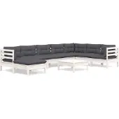 vidaXL 9-tlg. Garten-Lounge-Set mit Kissen Weiß Kiefer Massivholz