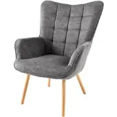 Riess Sessel SCANDINAVIA grau Strukturstoff Massivholz -Beine mit Armlehnen modern