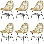 vidaXL Esszimmerstühle 6 Stk. Rattan Natur