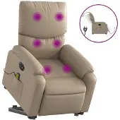 vidaXL Massagesessel mit Aufstehhilfe Elektrisch Cappuccino Kunstleder