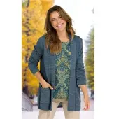 DW-Shop Viskose-Mix-Jacke in Melange rauchblau in Größe 40/42 von , Rauchblau, 40/42