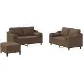vidaXL 3-tlg. Sofagarnitur mit Kissen Braun Stoff
