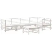 vidaXL 6-tlg. Garten-Lounge-Set Weiß Massivholz Kiefer