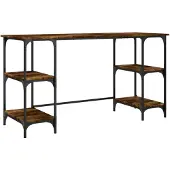 vidaXL Schreibtisch Räuchereiche 140x50x75 cm Metall Holzwerkstoff