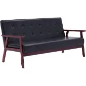 vidaXL Sofa 3-Sitzer Schwarz Kunstleder